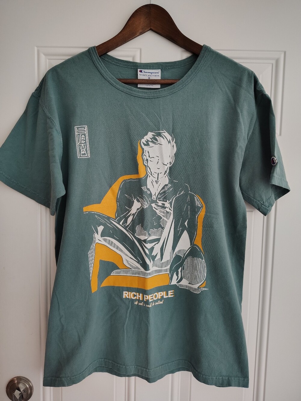 Rich People Band Shirt Size M Champion Slate Teal Indie Rock Merch
